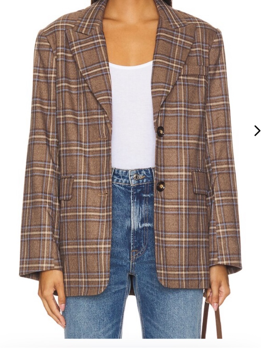 Lovers + Friends Plaid Brown/blue Oversized Blazer Jacket - Women's size small - Picture 1 of 16